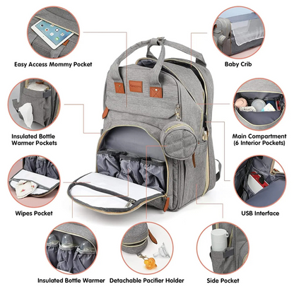 MommyNest®

Baby Bag with Mosquito Net Crib & USB Charging