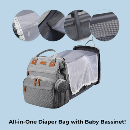 MommyNest®

Baby Bag with Mosquito Net Crib & USB Charging